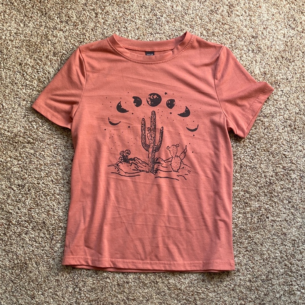 SHEIN Planet And Cactus Print Tee